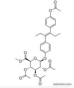Molecular Structure of 40269-22-5 (Acetyldiethylstilbestrol 2,3,4-Tri-O-acetyl--D-glucuronide Methyl Ester)